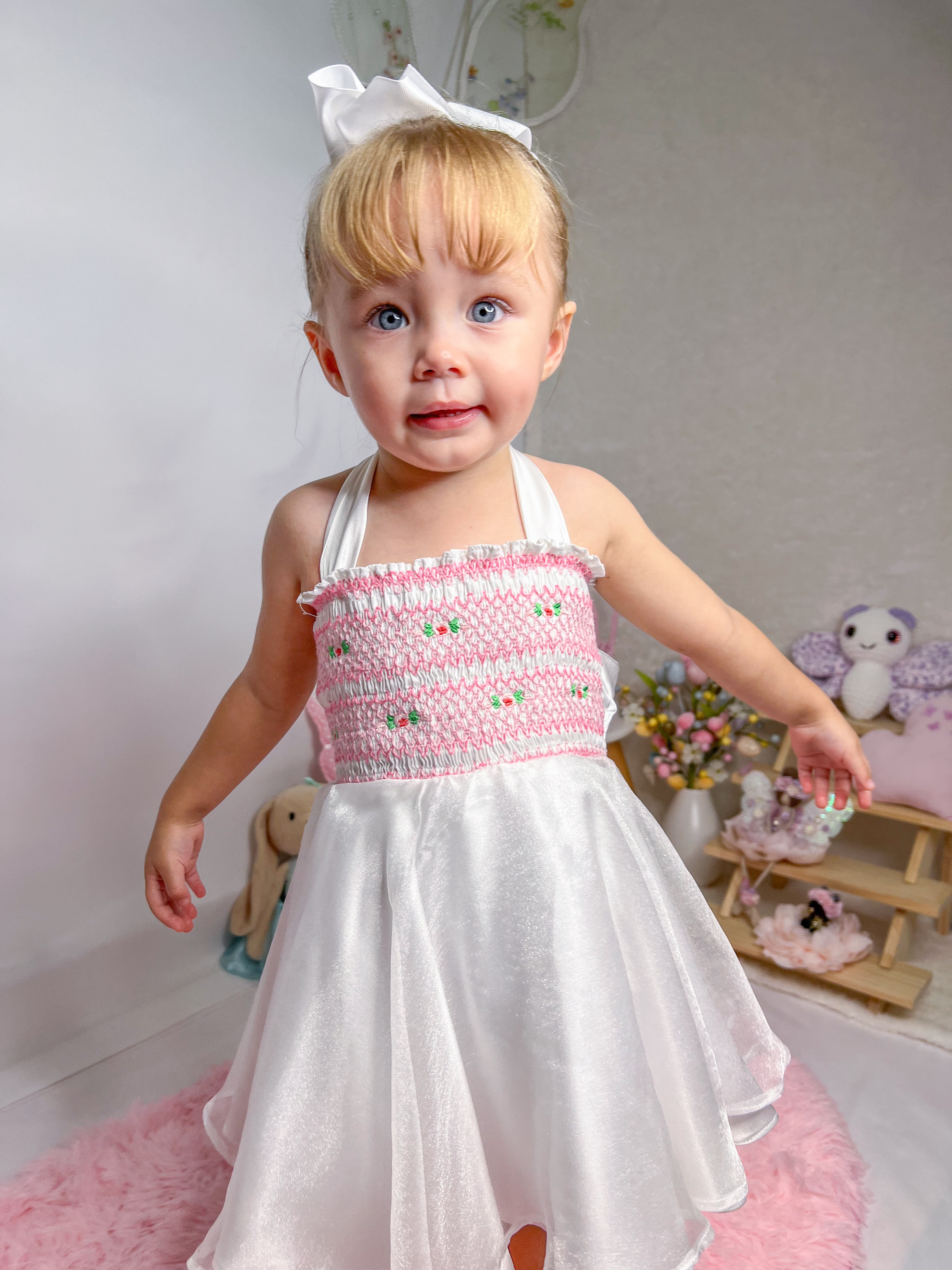 Rosebud Smock Girls Party Dress