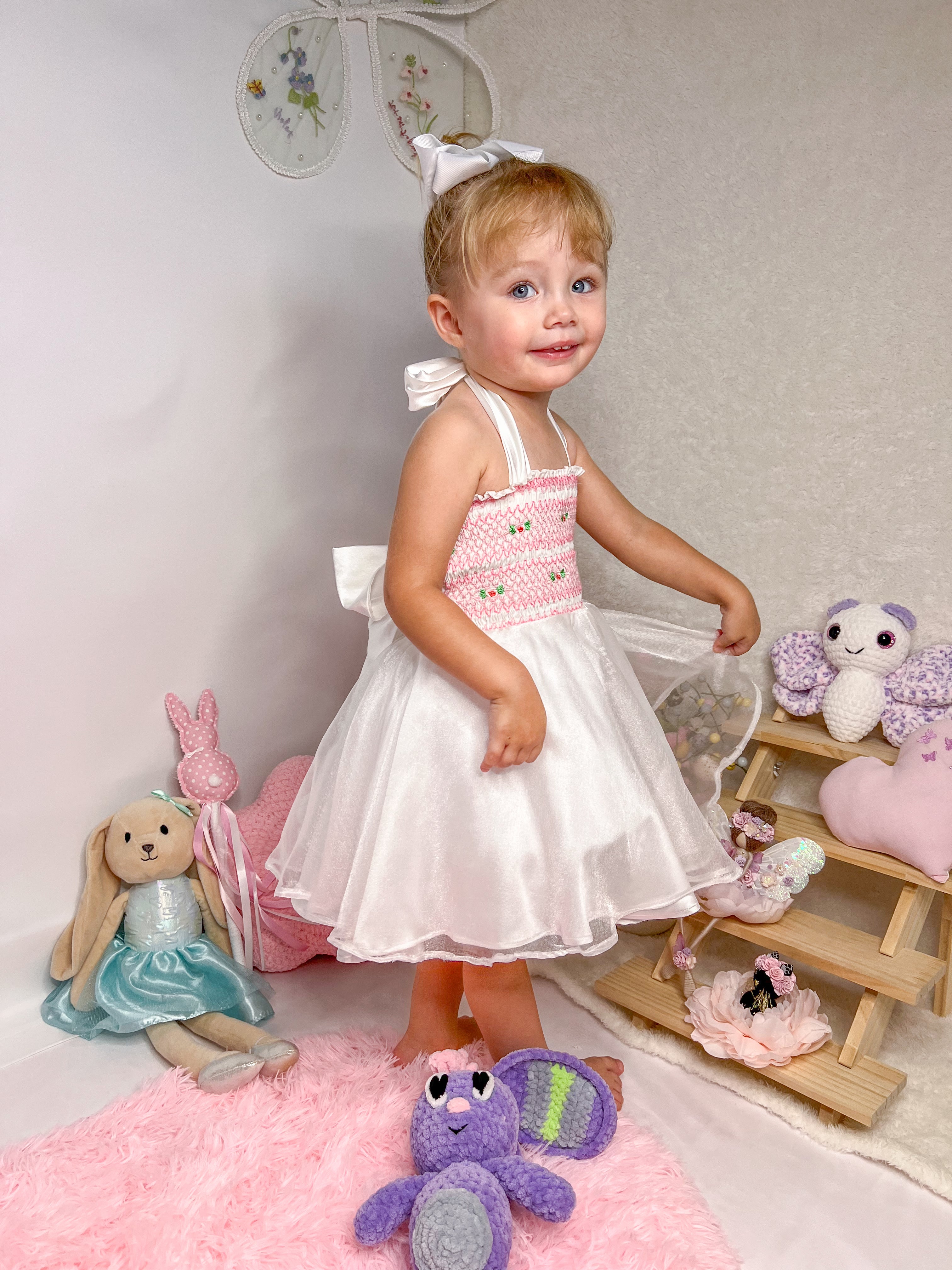 Rosebud Smock Girls Party Dress