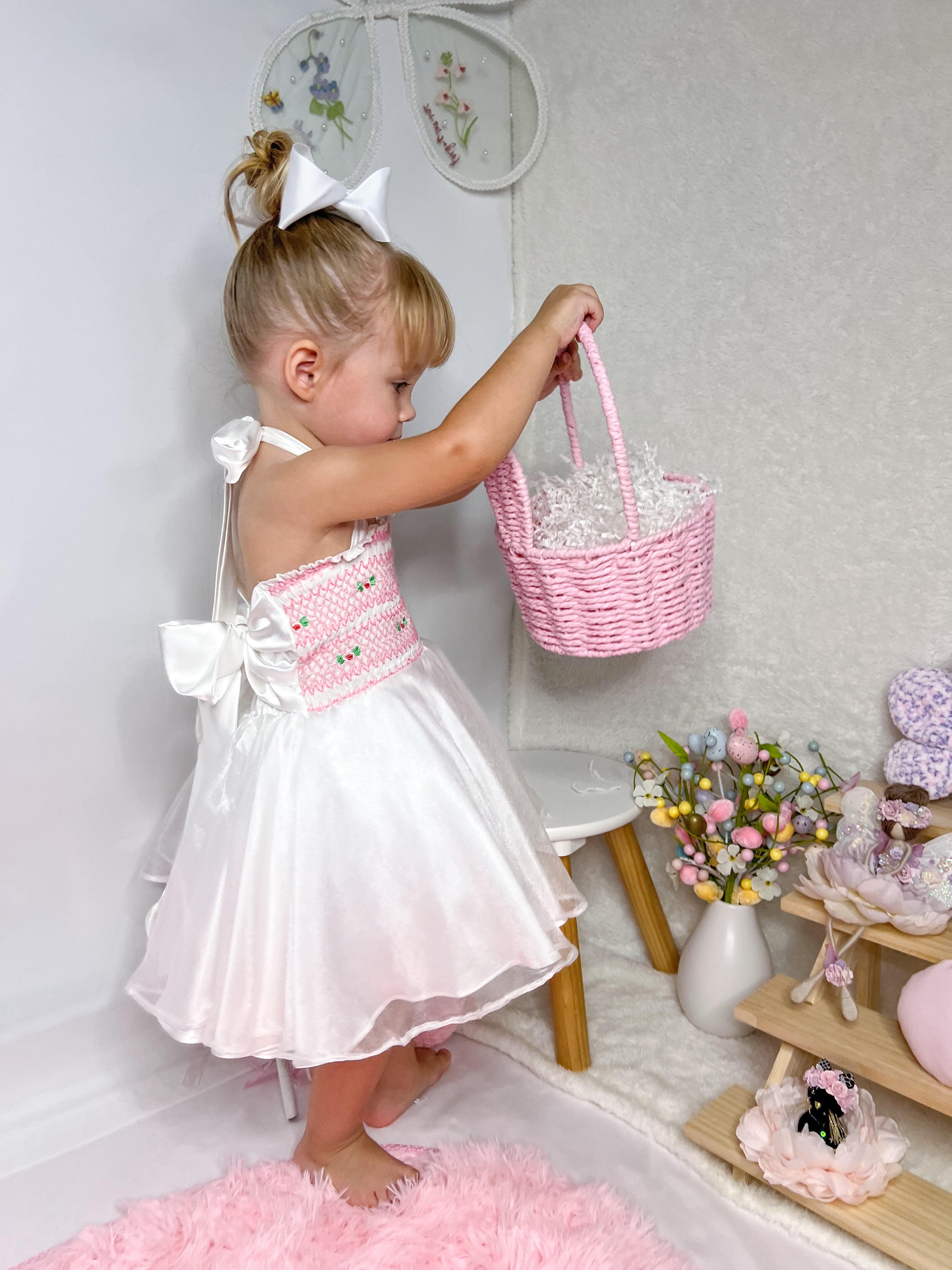Rosebud Smock Girls Party Dress