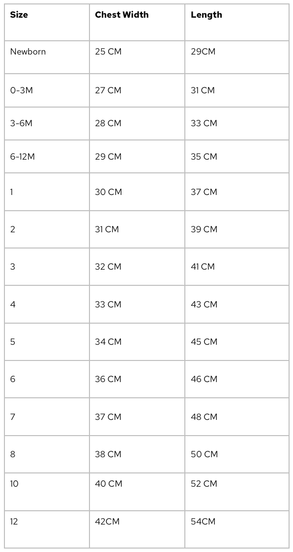 Size guide chart