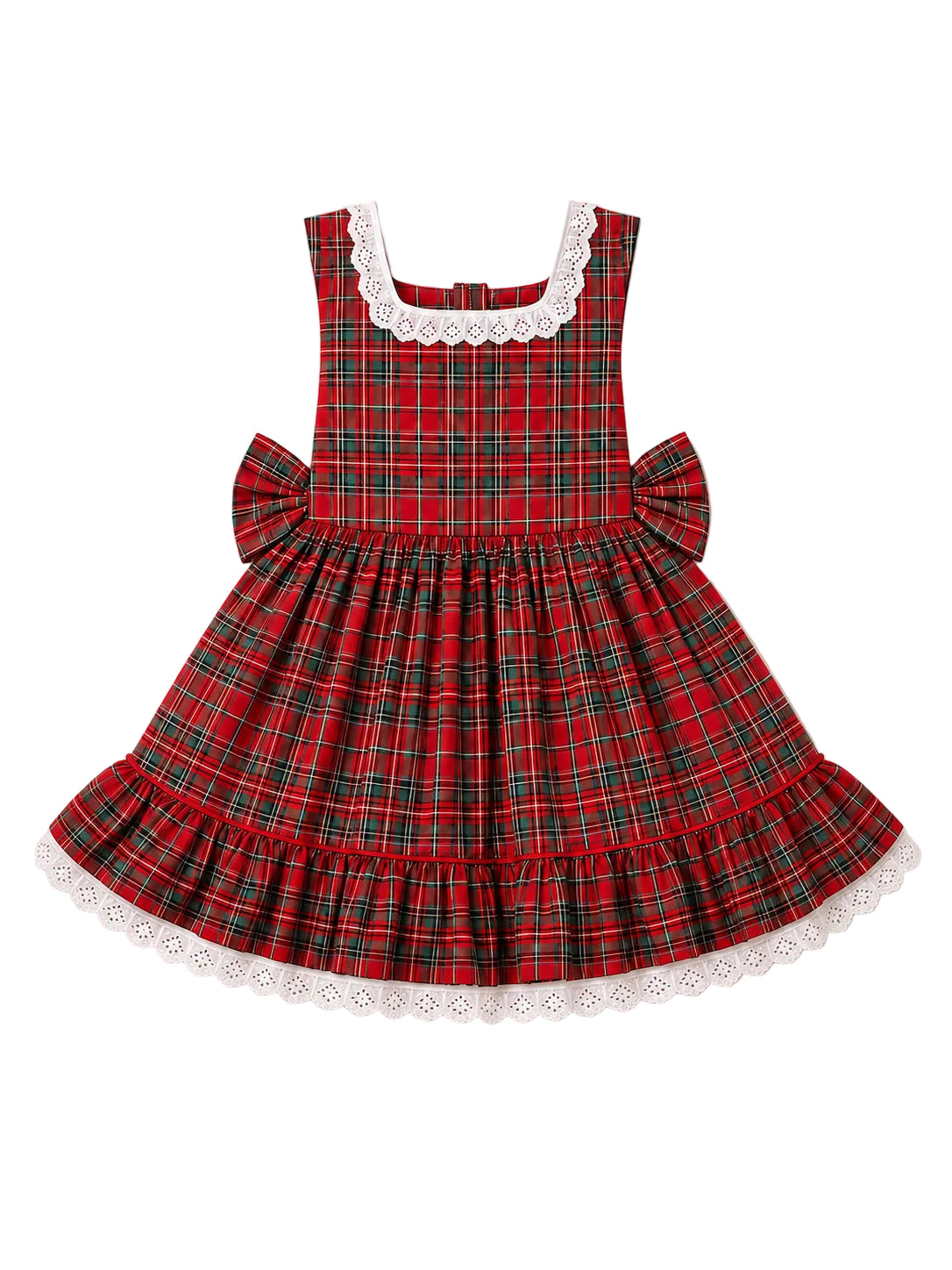 red and green tartan dress