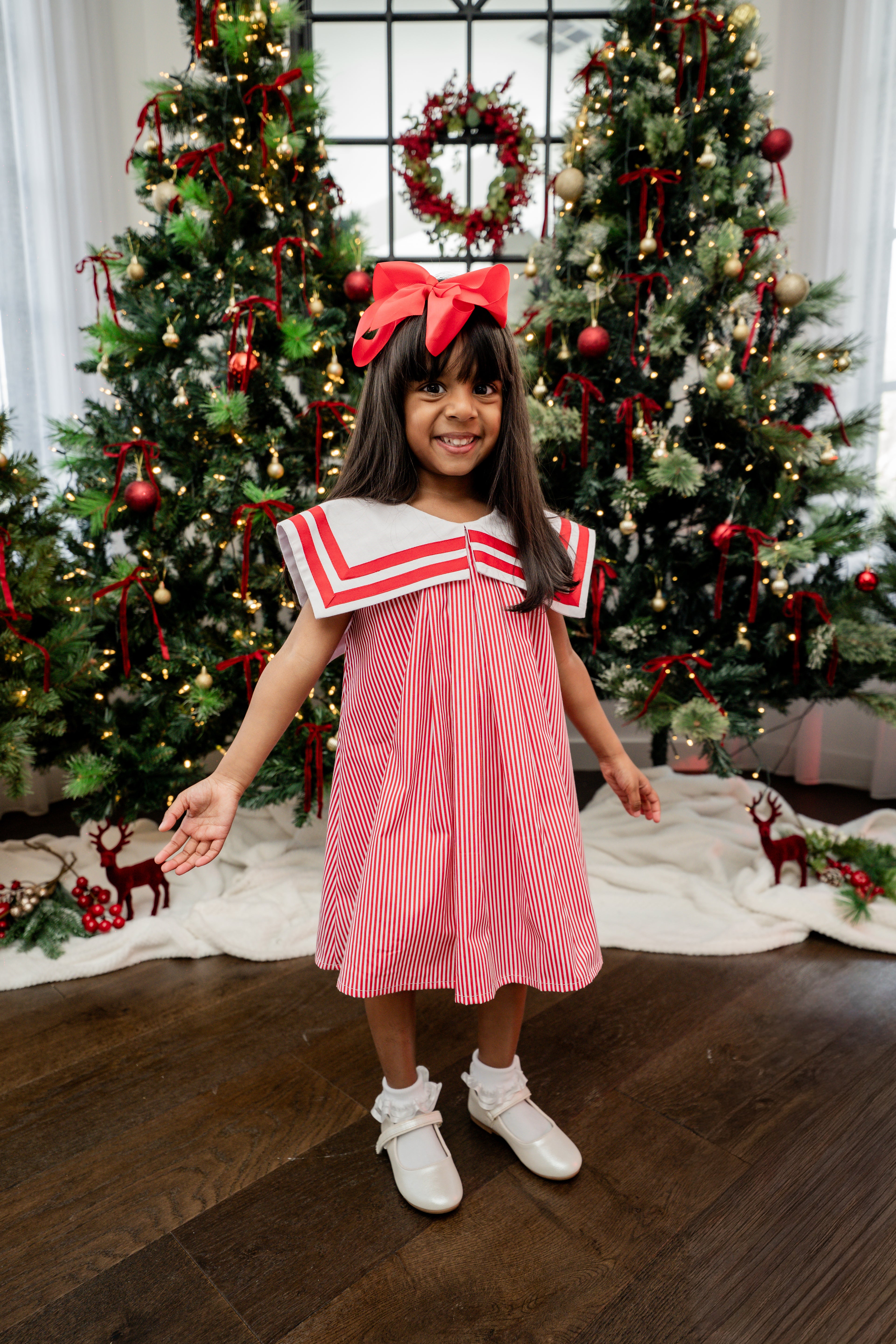 Red Sailor Dress| Girls Christmas Dress| Matching sibling sets for Christmas – Miss Ayana Rose